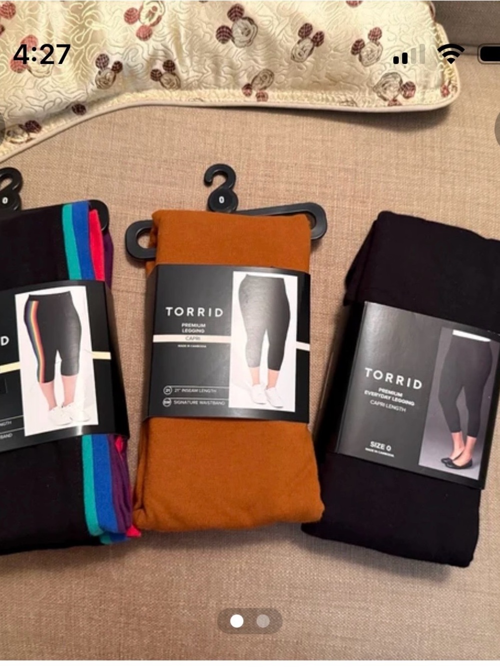 torrid 3-Pack Capri Leggings in Black, Rust and Rainbow Stripe